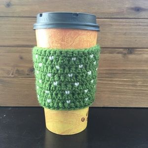Handmade Green Tiny Hearts Coffee/Tea Cozy